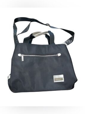 Versace Fragrance Tote Bag Black w Silver Trim 3 Compartments Parfum Purse